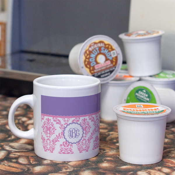 Pink, White & Purple Damask Espresso Cup - Single Lifestyle