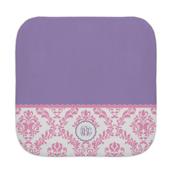 Pink, White & Purple Damask Face Towel (Personalized)