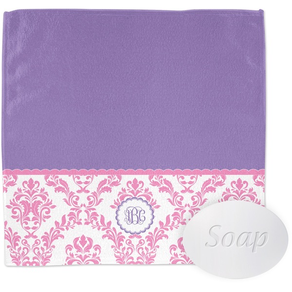 Pink, White & Purple Damask Wash Cloth with soap