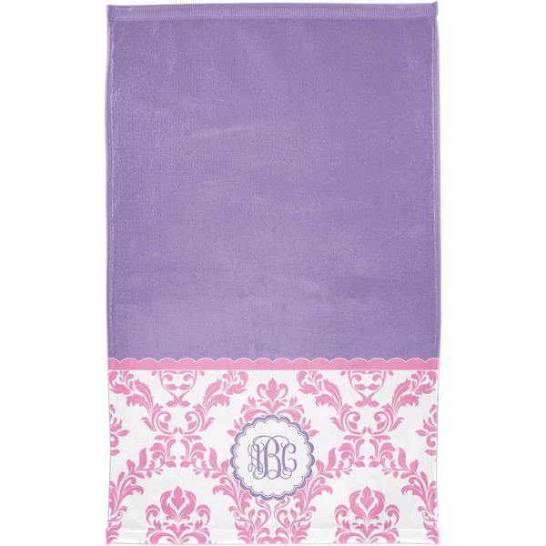 Pink, White & Purple Damask Finger Tip Towel - Full View