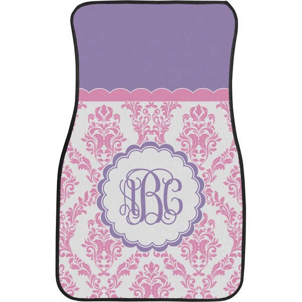 Pink, White & Purple Damask Front Seat Car Mat
