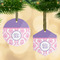 Pink, White & Purple Damask Frosted Glass Ornament - MAIN PARENT