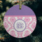 Pink, White & Purple Damask Frosted Glass Ornament - Round (Lifestyle)