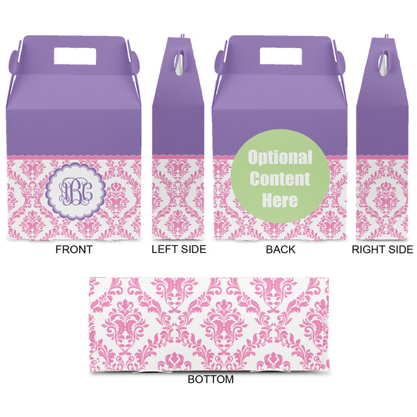 Pink, White & Purple Damask Gable Favor Box - Approval