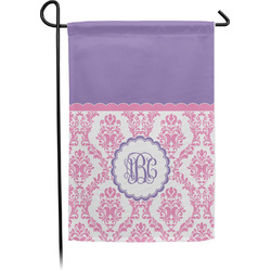 Pink, White & Purple Damask Garden Flag (Personalized)