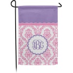 Pink, White & Purple Damask Small Garden Flag - Double Sided w/ Monograms