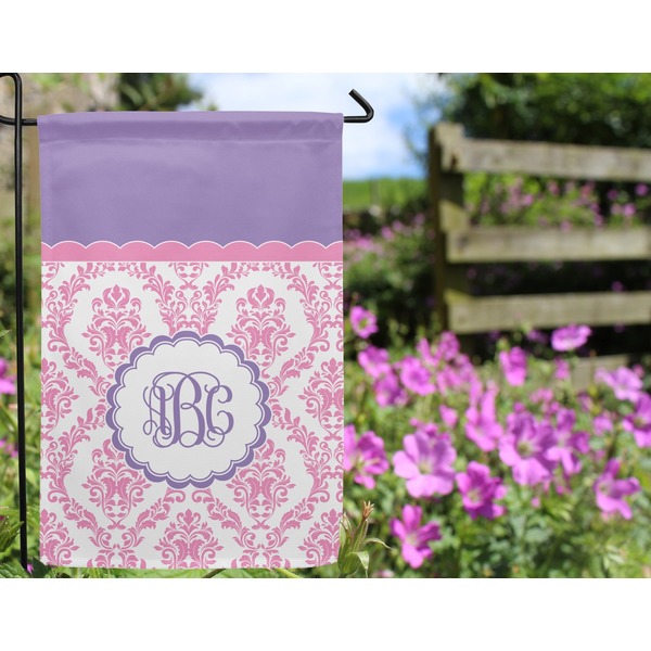 Pink, White & Purple Damask Garden Flag - Outside In Flowers