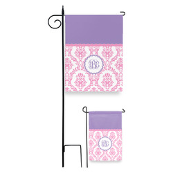 Pink, White & Purple Damask Garden Flag (Personalized)
