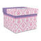 Pink, White & Purple Damask Gift Boxes with Lid - Canvas Wrapped - Large - Front/Main