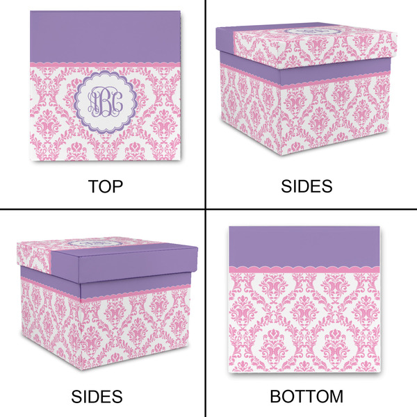 Pink, White & Purple Damask Gift Boxes with Lid - Canvas Wrapped - Medium - Approval