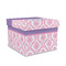Pink, White & Purple Damask Gift Boxes with Lid - Canvas Wrapped - Medium - Front/Main