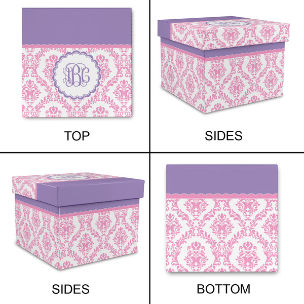 Pink, White & Purple Damask Gift Boxes with Lid - Canvas Wrapped - Small - Approval