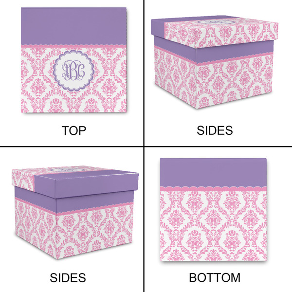 Pink, White & Purple Damask Gift Boxes with Lid - Canvas Wrapped - X-Large - Approval