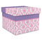 Pink, White & Purple Damask Gift Box with Lid - Canvas Wrapped - X-Large (Personalized)