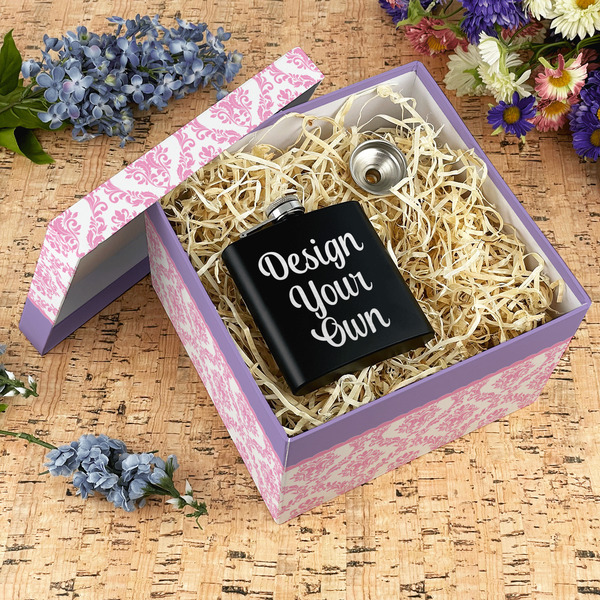 Pink, White & Purple Damask Gift Boxes with Lid - Canvas Wrapped - X-Large - In Context