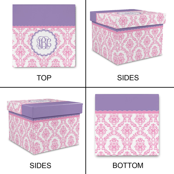 Pink, White & Purple Damask Gift Boxes with Lid - Canvas Wrapped - XX-Large - Approval