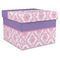 Pink, White & Purple Damask Gift Boxes with Lid - Canvas Wrapped - XX-Large - Front/Main