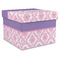 Pink, White & Purple Damask Gift Box with Lid - Canvas Wrapped - XX-Large (Personalized)