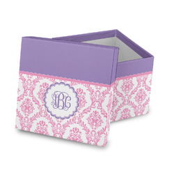 Pink, White & Purple Damask Gift Box with Lid - Canvas Wrapped (Personalized)