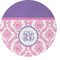Pink, White & Purple Damask Glass Cutting Board (Personalized)