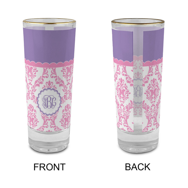 Pink, White & Purple Damask Glass Shot Glass - 2 oz - Single - APPROVAL
