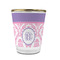 Pink, White & Purple Damask Glass Shot Glass - With gold rim - FRONT