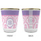 Pink, White & Purple Damask Glass Shot Glass - with gold rim - APPROVAL