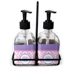 Pink, White & Purple Damask Glass Soap & Lotion Bottles (Personalized)