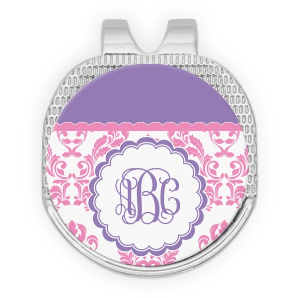 Pink, White & Purple Damask Golf Ball Hat Marker Hat Clip