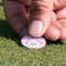 Pink, White & Purple Damask Golf Ball Marker - Hand