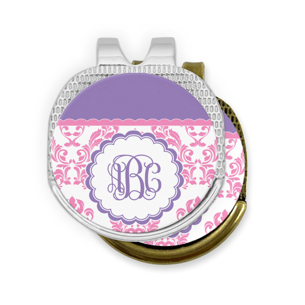 Pink, White & Purple Damask Golf Ball Marker Hat Clip - PARENT/MAIN