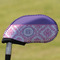 Pink, White & Purple Damask Golf Club Cover - Front