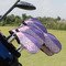 Pink, White & Purple Damask Golf Club Cover - Set of 9 - On Clubs
