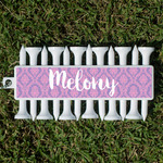 Pink, White & Purple Damask Golf Tees & Ball Markers Set (Personalized)