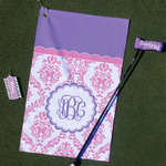 Pink, White & Purple Damask Golf Towel Gift Set (Personalized)