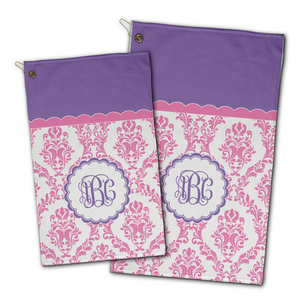 Pink, White & Purple Damask Golf Towel - PARENT (small and large)
