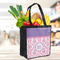 Pink, White & Purple Damask Grocery Bag - LIFESTYLE