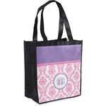 Pink, White & Purple Damask Grocery Bag (Personalized)