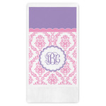 Pink, White & Purple Damask Guest Towels - Full Color (Personalized)