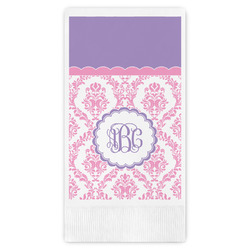 Pink, White & Purple Damask Guest Paper Towels - Full Color (Personalized)