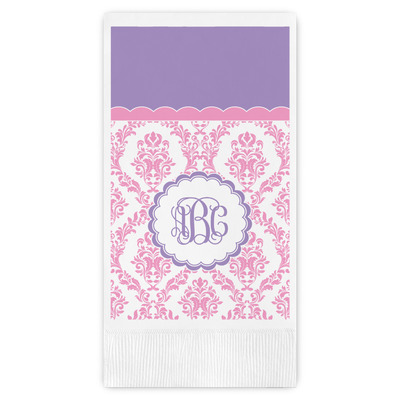 Pink, White & Purple Damask Guest Towels - Full Color (Personalized)