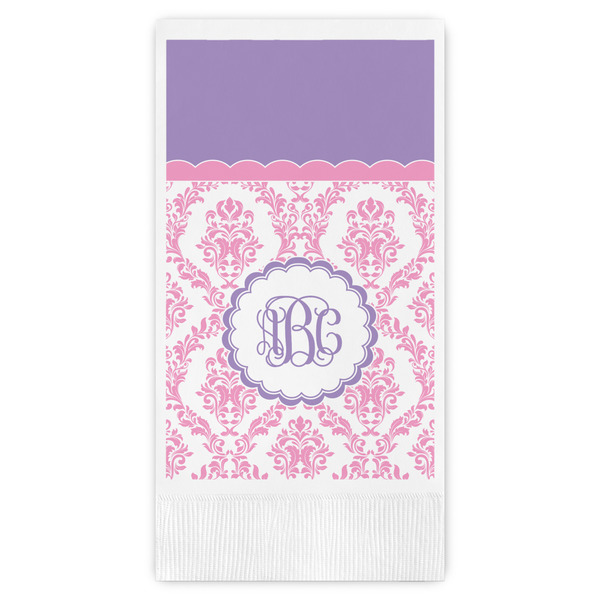 Custom Pink, White & Purple Damask Guest Paper Towels - Full Color (Personalized)