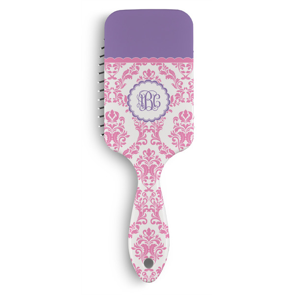 Custom Pink, White & Purple Damask Hair Brushes (Personalized)