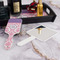 Pink, White & Purple Damask Hair Brush - With Hand Mirror