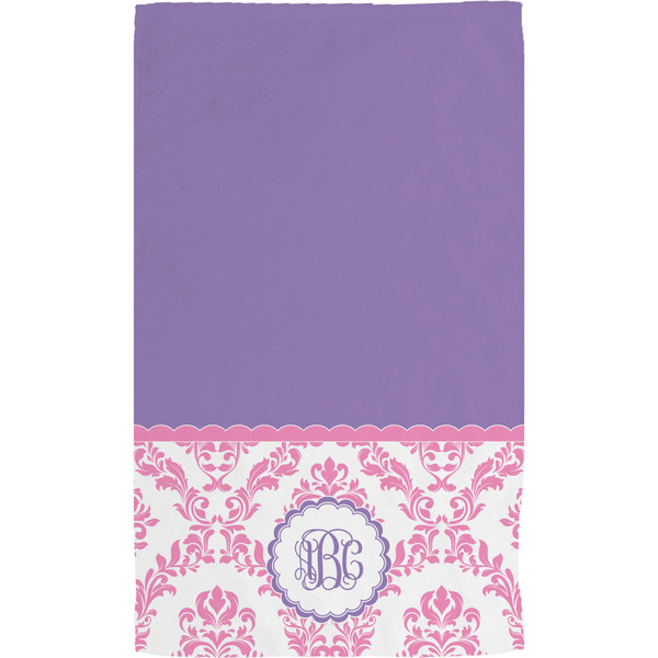 Pink, White & Purple Damask Hand Towel (Personalized) Full