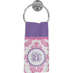 Pink, White & Purple Damask Hand Towel - Full Print (Personalized)