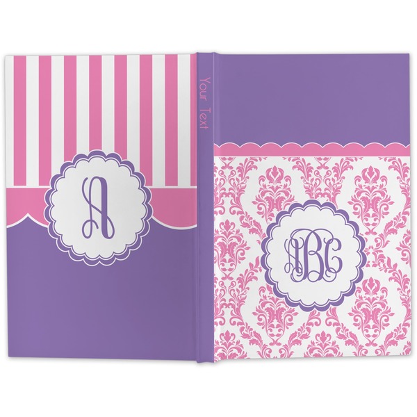 Pink, White & Purple Damask Hard Cover Journal - Apvl