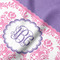 Pink, White & Purple Damask Hooded Baby Towel- Detail Close Up
