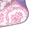 Pink, White & Purple Damask Hooded Baby Towel- Detail Corner