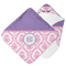 Pink, White & Purple Damask Hooded Baby Towel- Main
